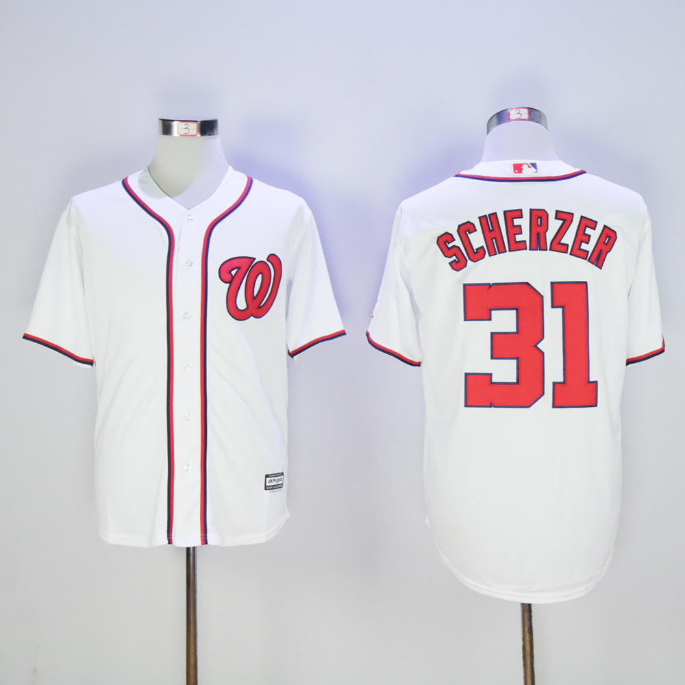 Men Washington Nationals 31 Scherzer White MLB Jerseys